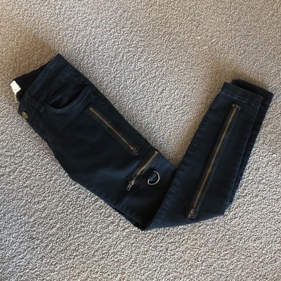 New rare Current / Elliott Super Zip skinny edgy punk zipper moto ankle pants